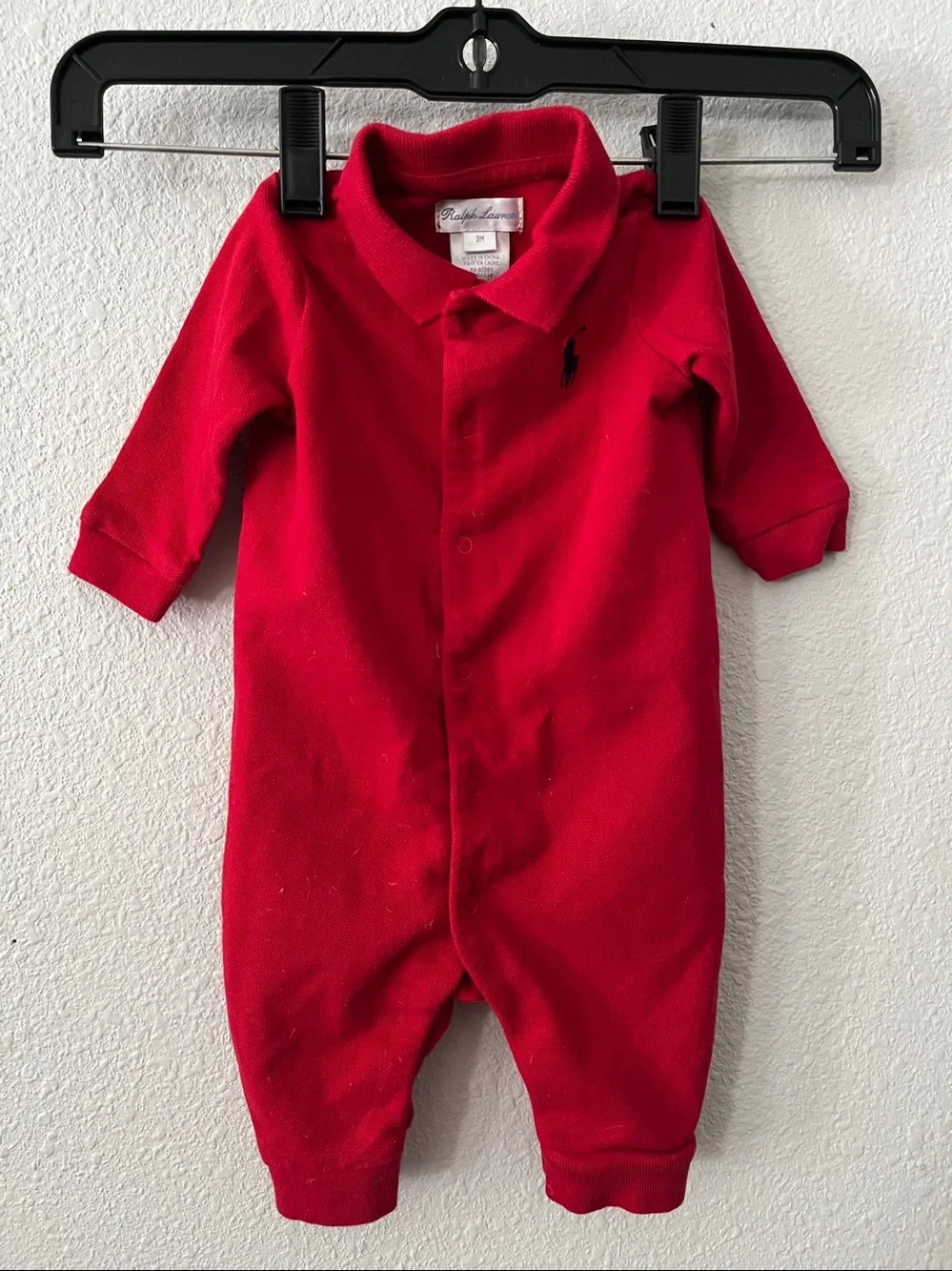 Ralph Lauren Red Polo Collar  Baby Onezie Bodysuit 100% Cotton 3 months